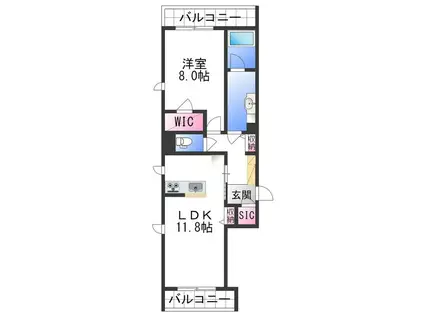 BEREO RIAN(1LDK/1階)の間取り写真