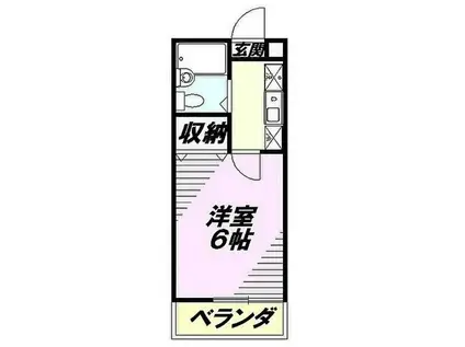 リバーサイド五十嵐(1K/2階)の間取り写真