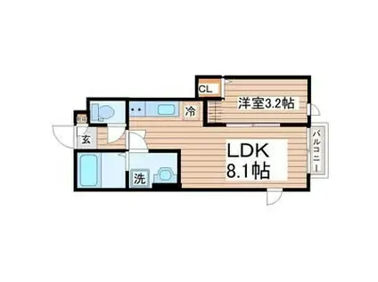 ディアコートII B棟(1LDK/1階)の間取り写真