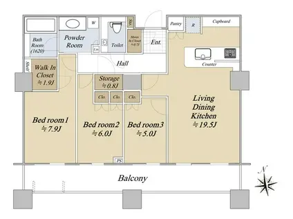 パークコート麻布十番ザタワー(3LDK/29階)の間取り写真