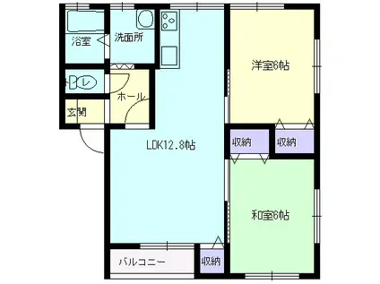 ライテックサガ(2LDK/1階)の間取り写真