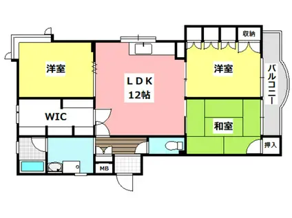 サンシャイン茨木パートII(3LDK/1階)の間取り写真