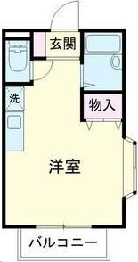 カームネス ガーデン(ワンルーム/1階)の間取り写真