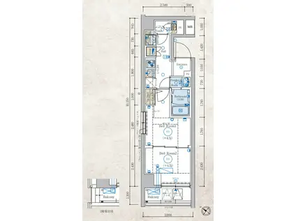 エステムコート新横浜グランデ(2K/2階)の間取り写真