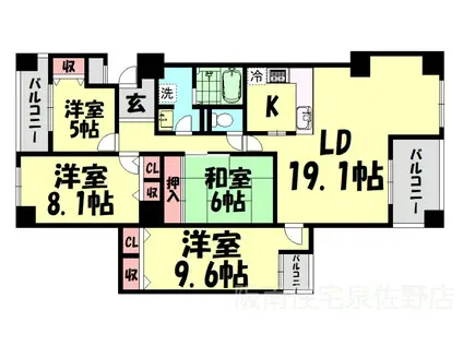 コスタ・ミラにしきのはま3番館I(4LDK/7階)の間取り写真