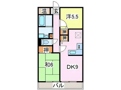木更津星の街(2DK/2階)の間取り写真