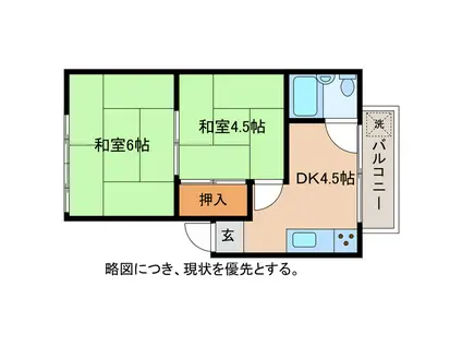 西中野モダンテラス(2DK/2階)の間取り写真