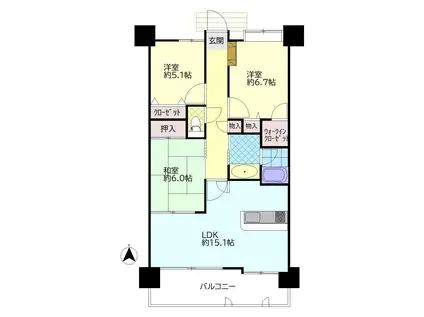ロフティ大分駅前(3LDK/15階)の間取り写真