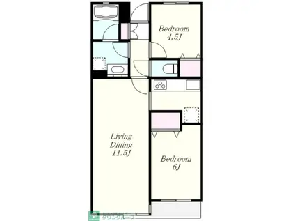 ライオンズマンション喜多見(2LDK/4階)の間取り写真