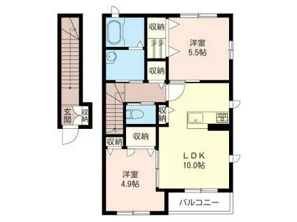フェリス(2LDK/2階)の間取り写真