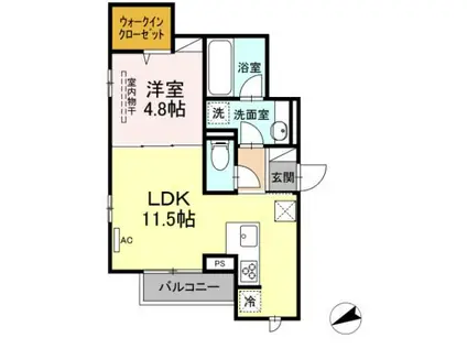 BAMBOO GRASS舟入(1LDK/1階)の間取り写真