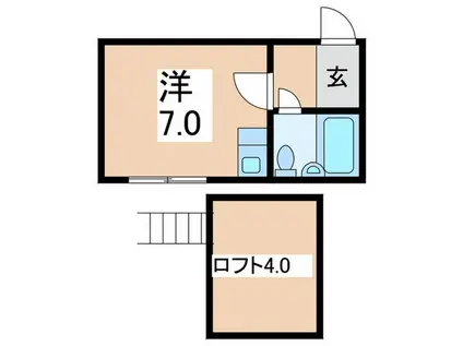 プラザドゥミハルB(ワンルーム/2階)の間取り写真