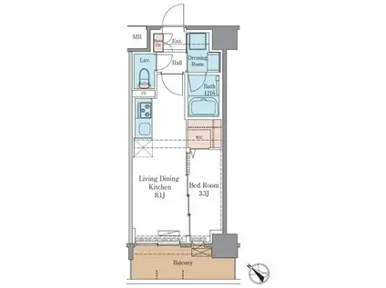 LUXENAプラスPAWS南行徳(1LDK/2階)の間取り写真
