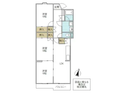マンション藤(3LDK/3階)の間取り写真