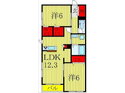 コンフォール常盤平(2LDK/3階)の間取り写真