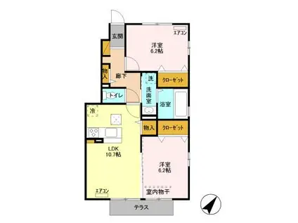 月うさぎ 弐(2LDK/1階)の間取り写真