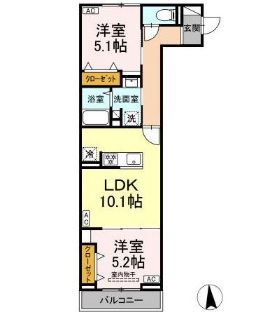 セレスティア高島平III(2LDK/2階)の間取り写真