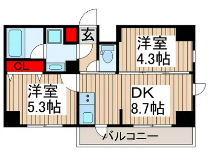 ガレリアレジデンス南千住(2DK/6階)の間取り写真