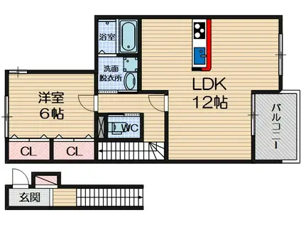 DELFA TOMICCO(1LDK/2階)の間取り写真