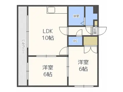 プログレスシティ菊水(2LDK/4階)の間取り写真