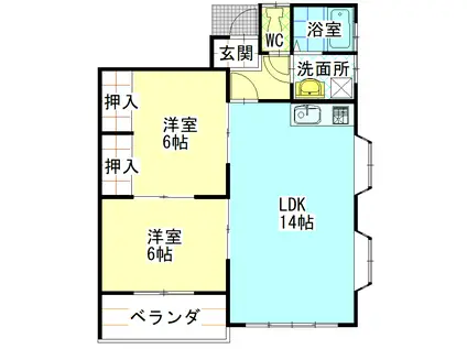 コーポ34(2LDK/2階)の間取り写真