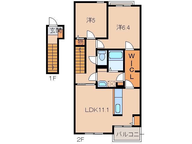 ソレイユ アビタシオン(2LDK/2階)の間取り写真