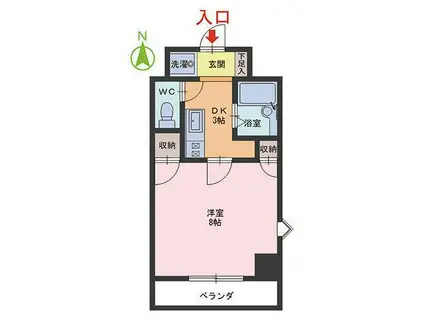 エル・ヴィエント(1DK/6階)の間取り写真