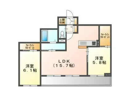 ヴェルデマーレ(2LDK/1階)の間取り写真