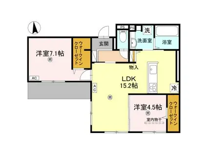 D-ROOM橋波東之町 東棟(2LDK/3階)の間取り写真