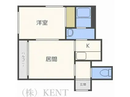 グランプラス山の手(1LDK/4階)の間取り写真