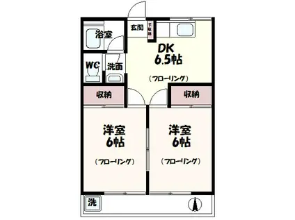 中原コーポ(2DK/1階)の間取り写真