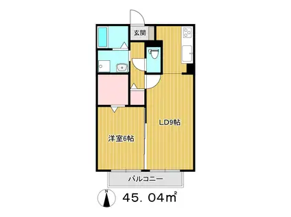 ヴィラ・アルバA(1LDK/2階)の間取り写真