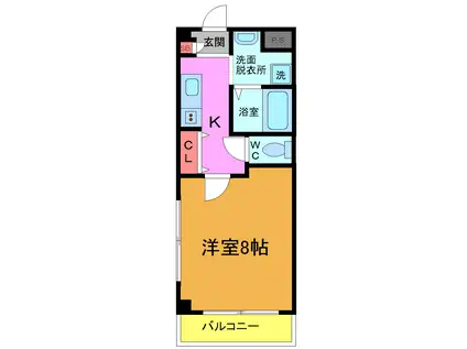 ソレイユ津田沼(1K/1階)の間取り写真