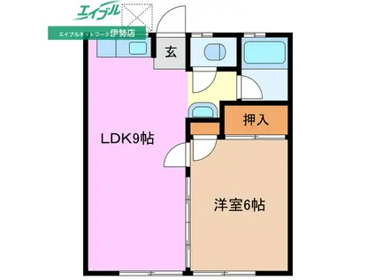 ベルエール新風宮後(1LDK/1階)の間取り写真
