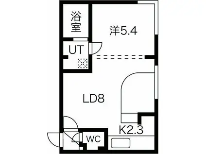 カレラ北大前(1LDK/1階)の間取り写真