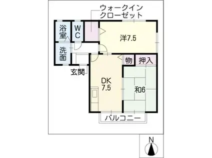ポテトハイム(2DK/2階)の間取り写真