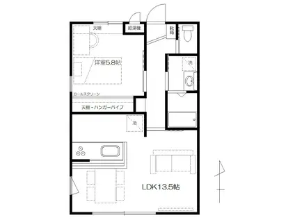 高断熱エコアパート 断熱等級7(1LDK/1階)の間取り写真