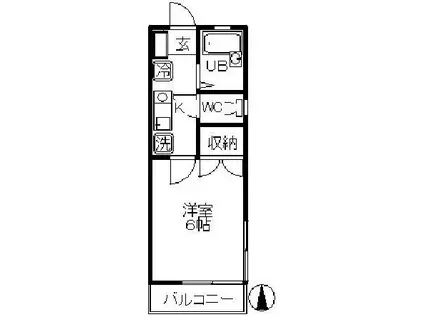 ジャルダン(1K/2階)の間取り写真