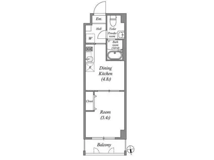 ペアパレス六町環七北通(1DK/1階)の間取り写真