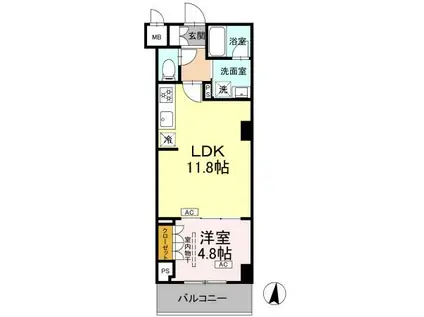 ロイジェント潮見(1LDK/6階)の間取り写真