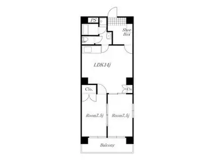 パークサイドメゾン伏見(2LDK/7階)の間取り写真