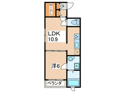 ジィクシア湘南山手(1LDK/2階)の間取り写真