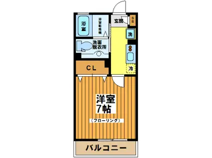 ジリアーティ(1K/2階)の間取り写真