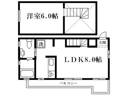 グランディN1(ワンルーム/6階)の間取り写真