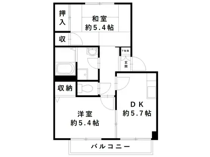 サザン五葉(2DK/2階)の間取り写真