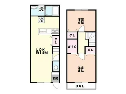 Kコート八潮(2LDK/1階)の間取り写真