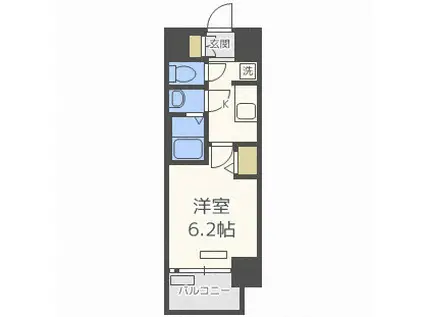 プレサンス難波インフィニティ(1K/3階)の間取り写真