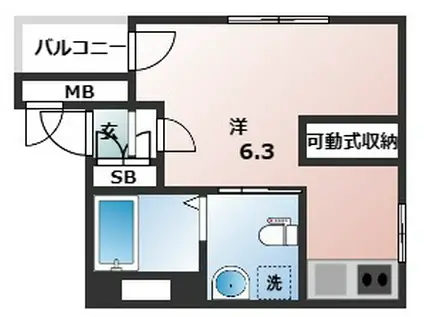 モリス六甲(ワンルーム/2階)の間取り写真