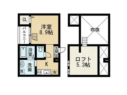 LOUP DE MER 堀田(1SK/2階)の間取り写真