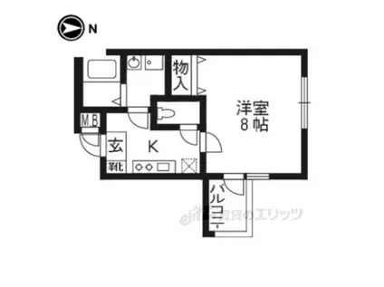 ラトゥール綾小路(1K/1階)の間取り写真